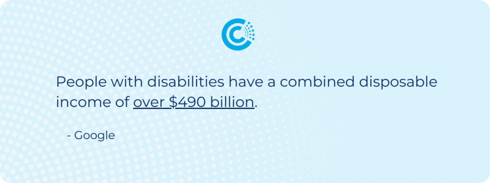 People with disabilities have a combined disposable income of over $490 billion. 